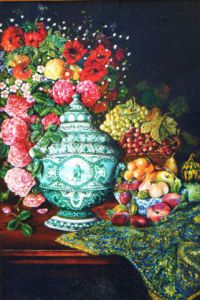 Voir le détail de cette oeuvre: vase avec fleurs et fruits