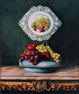 Voir le détail de cette oeuvre: Coupe de fruits avec  assiette en etain